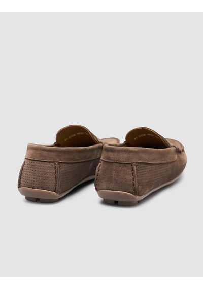 Cabani Hakiki Deri Kahverengi Yazlık Erkek Loafer Ayakkabı Kahverengi