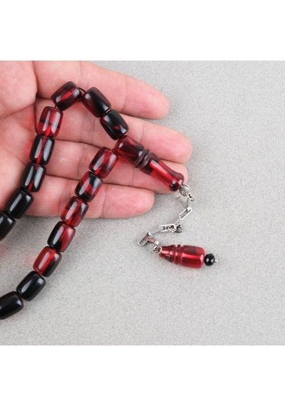 Sıkma Kehribar Püsküllü Efe Boy Kapsül Kesim 10x13mm Tesbih