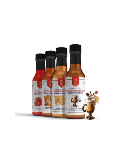Nish Petibör, Irish Cream, Toffee Nut, Çilek Aromalı Şurup 4'lü Set 4x250 Ml - Pet Şişe Diğer