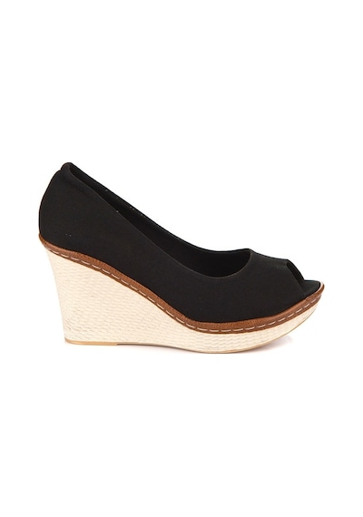Fox Shoes Siyah Kadın Dolgu Topuklu Ayakkabı 9674040305