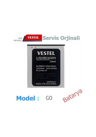 Vestel Uyumlu Venüs Go Batarya 2250Mah Vakumlu Ambalajında Garanti