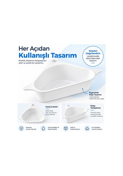Lavabo Çöp Filtresi Ve Süzgeci - Vantuzlu Köşe Organizeri - Yemek Artığı Süzme Sepeti - Mutfak Evyesi Gider Koruyucu - Çıkarılabilir Plastik Hazne - Beyaz Lavabo Çöp Filtresi Ve Süzgeci - Vantuzlu Köşe Organizeri - Yemek Artığı Süzme Sepeti - Mutfak Evyesi Gider Koruyucu - Çıkarılabilir Plastik Hazne - Beyaz
