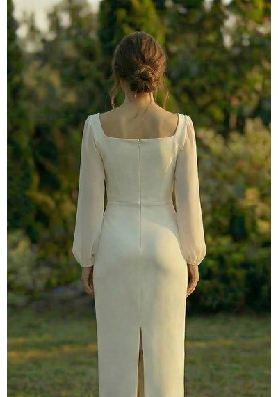 Berissima Bride Kare Yaka Nikah Elbisesi, Balon Uzun Kol, Maxi Yırtmaçlı Etek, Alina Kırık Beyaz Kırık Beyaz Berissima Bride Kare Yaka Nikah Elbisesi, Balon Uzun Kol, Maxi Yırtmaçlı Etek, Alina Kırık Beyaz Kırık Beyaz