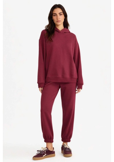 Defacto Relax Fit Kapüşonlu Basic Düz Kalın Sweatshirt D9935ax25wnbr115 Bordo