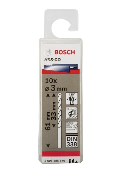 Bosch HSS-Co Metal Matkap Ucu 3x61 mm 10'lu Paket 2608585876