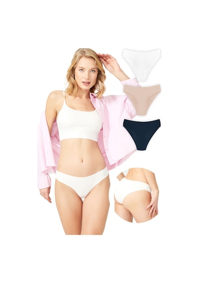 Cottonhill Klasik Basic Lazer Kesim Bikini Külot 3'lü Paket - 2 Çok Renkli