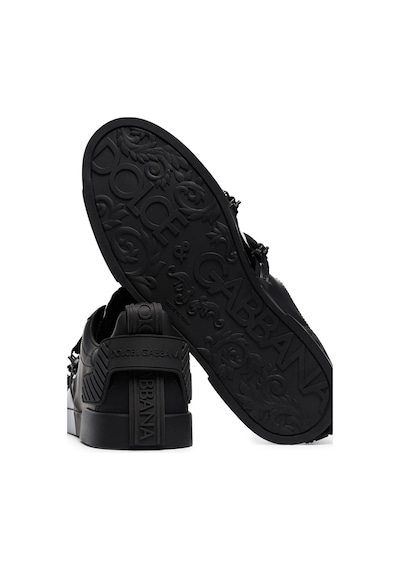 Dolce & Gabbana Portofino Logo Embossed Sneakers Siyah