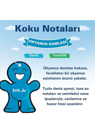 Little Joe Okyanus Araç Asma Koku Ocean -30 Gün -ipli Oto Kokus