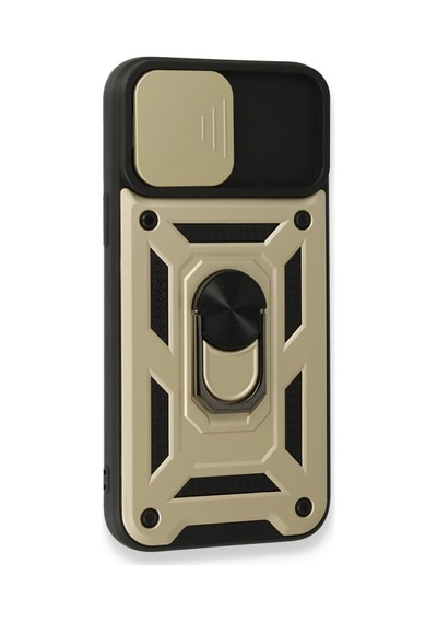 Bezos İphone 15 Pro Uyumlu Kılıf Pars Lens Yüzüklü Silikon - Gold Mmbz