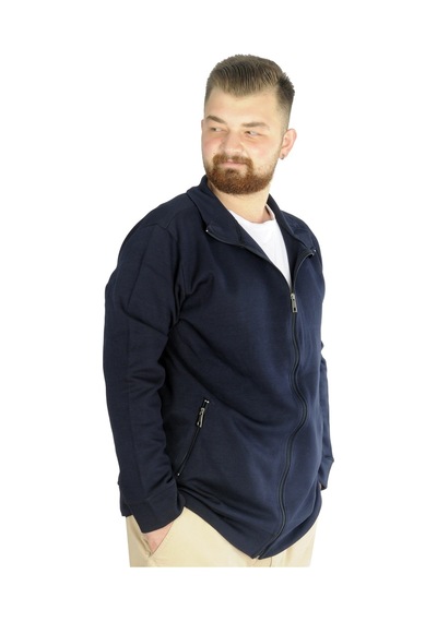 Mode Xl Buyuk Beden Erkek Hırka Fermuarlı Stell Dik Yaka 20571 Lacivert 001