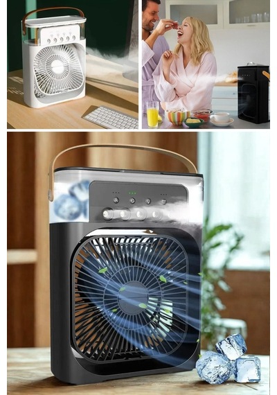 Plentiful Taşınabilir 3 Farklı Mod Ayarlı 7 Farklı Led Işıklı Sulu Soğutmalı Taşınabilir Masaüstü Usb Fan Vantilatör