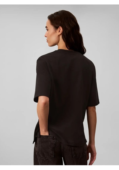 Calvin Klein Ss Relaxed Varsıty C, Ub1 Siyah Kadın T-shirt
