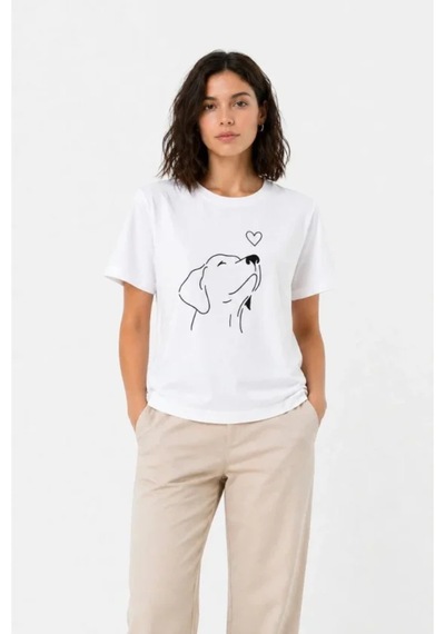 Butik İstanbul Köpek Figürlü Minimal Baskılı Tişört Kısa Kol Yazlık T-shirt - Beyaz Butik İstanbul Köpek Figürlü Minimal Baskılı Tişört Kısa Kol Yazlık T-shirt - Beyaz