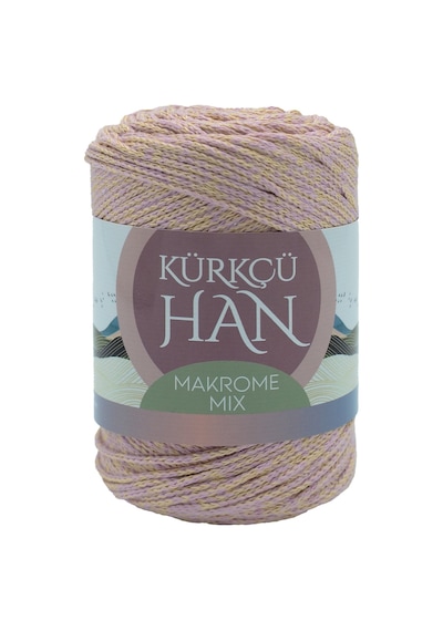 Kürkçü Han Makrome Mix 200gr 120m El Örgü İpi Lila-pembe