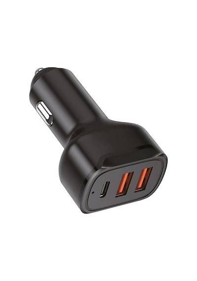 100w Ultra Hızlı Turbo Araç Şarj Başlığı 2 Usb + 1 Pd Siyah