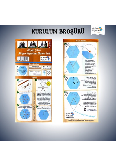 Uçurtma Yapım Seti / Naylon Altıgen / Ahşap Çıtalı / Lacivert