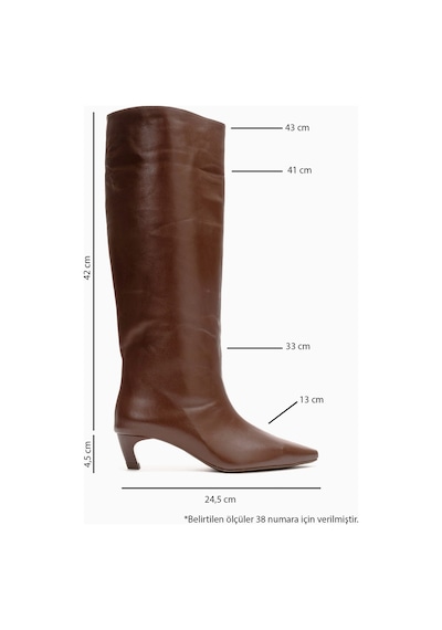 Luvishoes Corvel Taba Cilt Hakiki Deri Kadın Topuklu Çizme