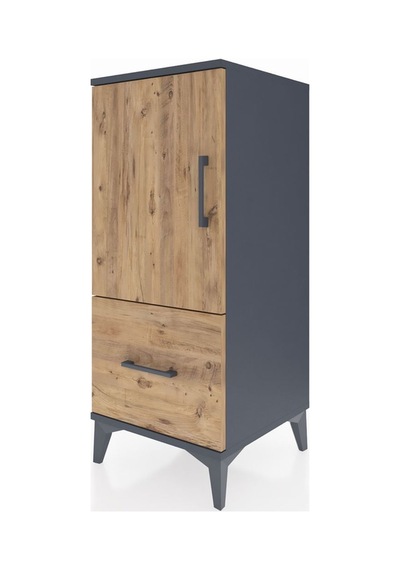 Hyperion Komodin 2 Raflı Tek Çekmeceli Tek Kapaklı 44x44x106 Antrasit-çam Antrasit