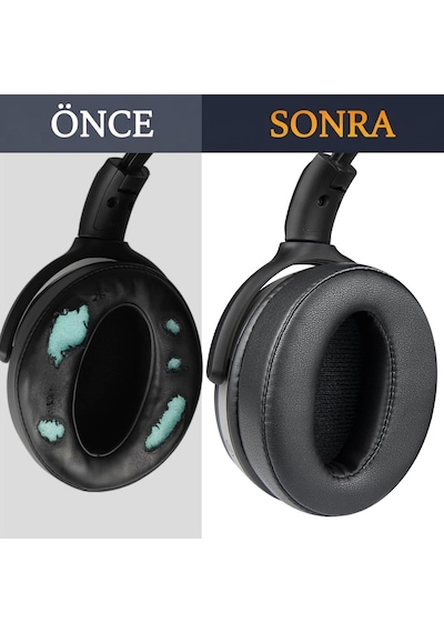 Sennheiser Hd450bt/hd4.50bt/hd4.50btnc/hd4.50se/hd458bt/hd350bt/hd4.40bt/hd400s/hd4.30g/hd4.20s/hd300 İle Uyumlu Protein Deri Kulaklık Pedi - Ses Yalıtımlı Hafızalı Köpük Protein Deri