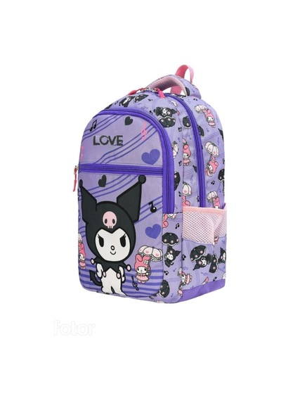 Yeni Sezon Love Kuro Desenli Kız Çocuk 2li Ortopedik Okul Çantasıseti Okul Çantası Beslenme Çantası Mor Pembe