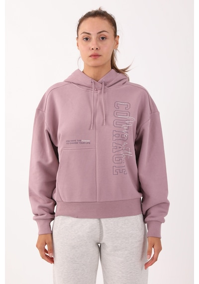 Maraton Sportswear Comfort Kadın Kapşonlu Uzun Kol Basic Lila Sweatshirt 21474-lila Lila