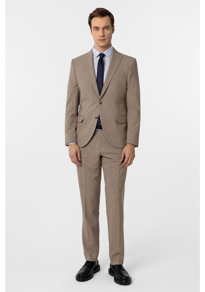 Süvari Sütlü Kahve Slim Fit Desenli Sivri Yaka 6 Drop Klasik Takım Elbise Süvari Sütlü Kahve Slim Fit Desenli Sivri Yaka 6 Drop Klasik Takım Elbise