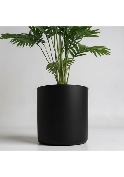 Yapay 90 Cm 20 Yaprak Mini Afrika Palmiyesi Siyah Metal Saksı Yeşil