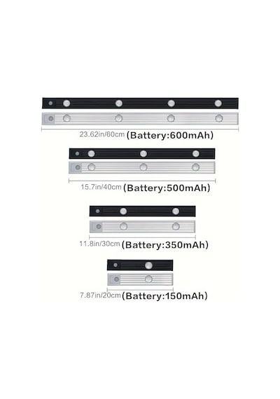 Neo Vista Hareket Sensörlü Slim Led Kabin Armatürü Dekoratif Dim Edilebilir Usb Şarjlı Aydınlatma Siyah, 60 Cm Diğer