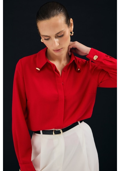 Sateen Lucy Gömlek - Kırmızı-137111