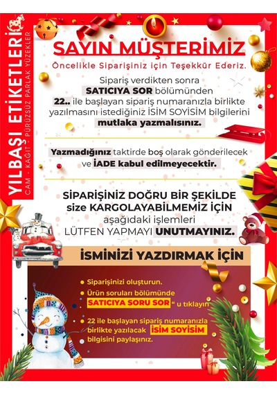 Yılbaşı Etiket Ayıcıklı-1, Merry Christmas, 4 Cm-55 Adet Folyo Sticker Çok Renkli