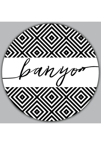 Siyah Beyaz Desenli Yuvarlak Banyo Tabelası Kapı Süsü Dekor
