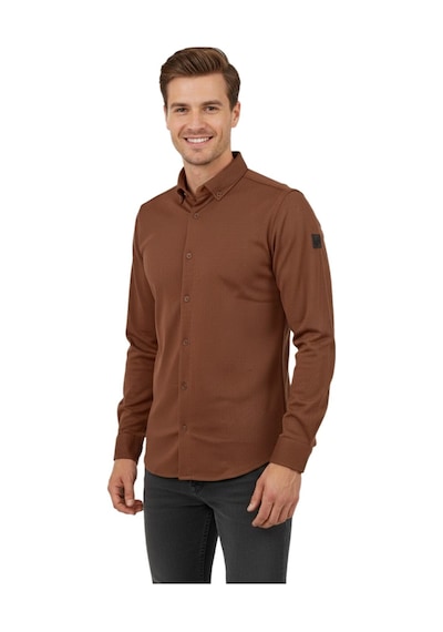 Advante Erkek Spor Slim Fit Uzun Kol Petek Fitilli Gömlek Bgl-st04824 Taba