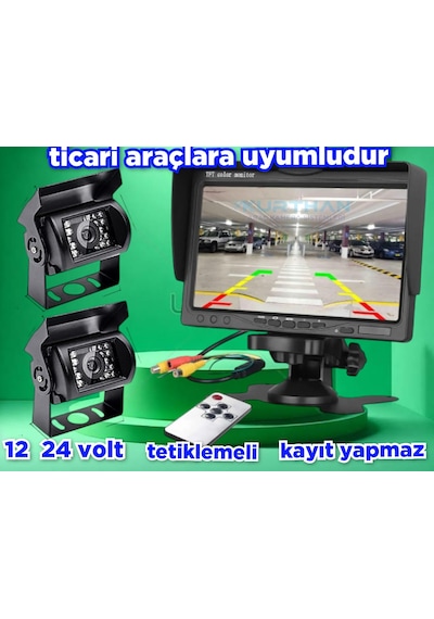 2 Adet Metal Kasa Kamera Ve Kayıtsız 7'' Ekran 12 24 Volt