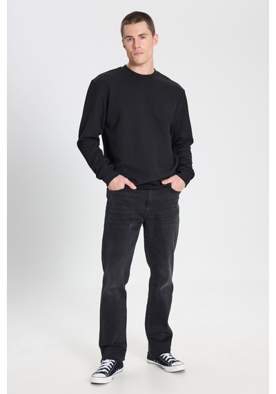 Wrangler Regular Fit Normal Kesim Bisiklet Yaka Siyah Sweatshirt W242593001 Siyah