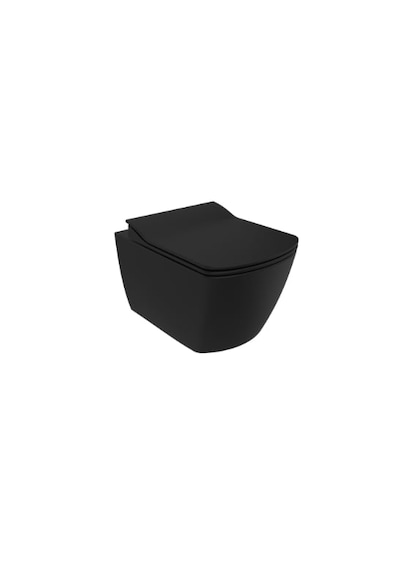 Creavit Eg321 Elegant Rim-off Kanalsız Duroplast Yavaş Kapanan Klozet Kapaklı Kömür Karası Mat Siyah Set Mat Siyah