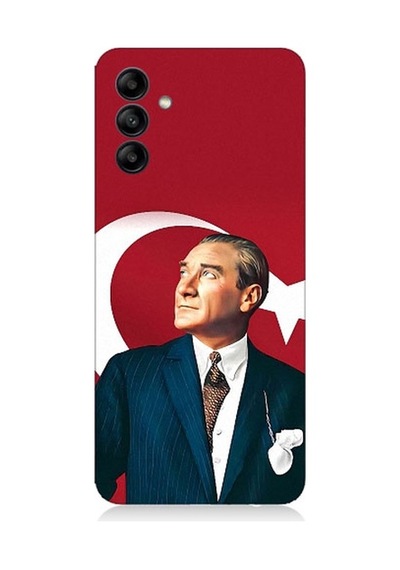 Samsung Galaxy A35 Uyumlu Mustafa Kemal Atatürk Ve Bayrak Desenli Silikon Kılıf