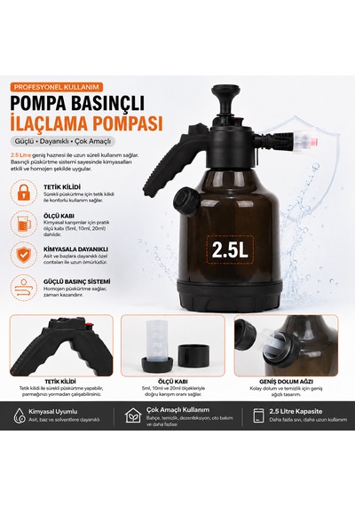 Aracımtemiz Köpük Pompası 2.5 Lt Yüksek Basınç + Ölçü Kabı + Tetik Kilidi 0000