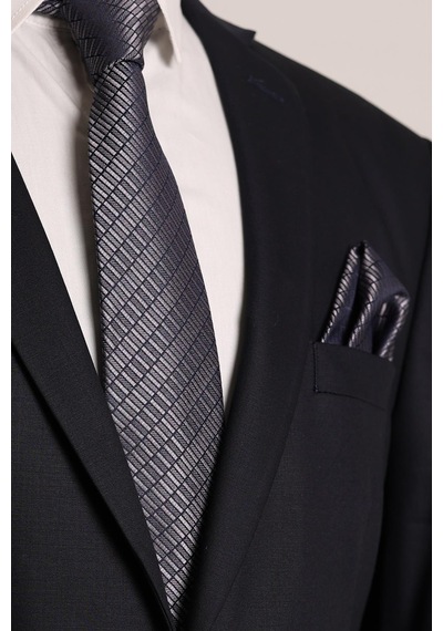 Esgue Desenli Füme & Laci Kravat & Mendil Karma