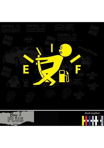 Oto Yakıt Depo Kapağı Sticker Sarı 15 Cm