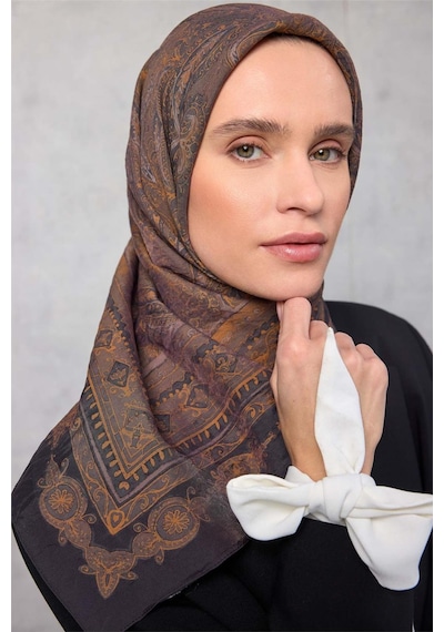 Silk Home Viskon Velora Eşarp Dört Mevsim Koyu Siyah 90x90 Çok Renkli