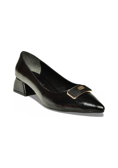 Fox Shoes Y820771260 Siyah Rustik Alçak Topuklu Kadın Ayakkabı Siyah
