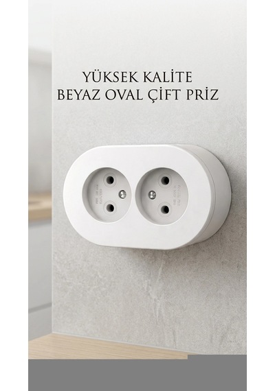 Çift Girişli Beyaz Sıva Üstü Modern Duvar Prizi