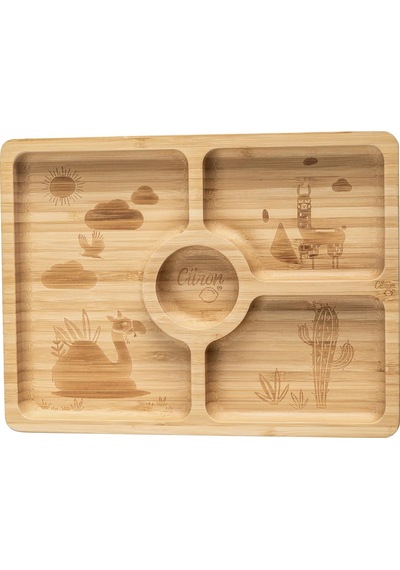 Citron Bölmeli Organik Bambu Kare Yemek Takımı 1073568