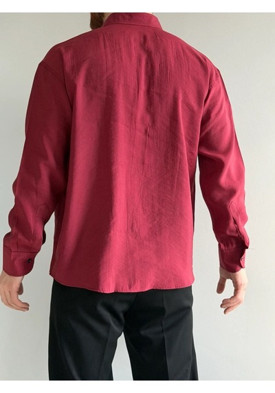 Relaxed Fit Hafif Rahat Modal Kumaş Gömlek Bordo