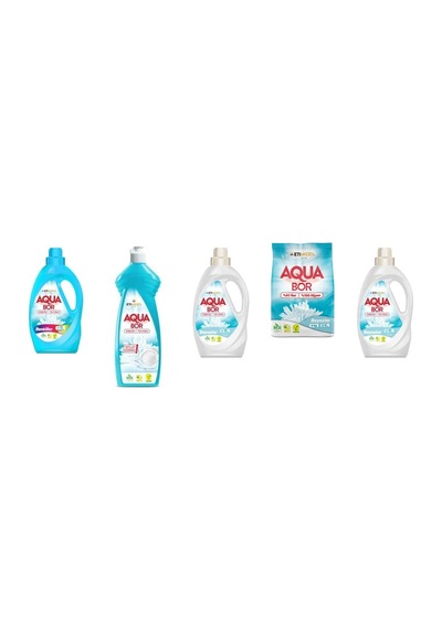 Aquabor Doğal Mineralli Sıvı Renkliler + Elde Bulaşık + Sıvı Beyaz + 4 Kg Beyaz + Sıvı Beyaz 5 Li Set 0.75 LT - 2.5 LT - 12 KG