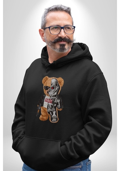 Robot Ayı Güneş Gözlüğü Kadın Erkek Siyah Kapüşonlu Sweatshirt Hoodie Siyah Robot Ayı Güneş Gözlüğü Kadın Erkek Siyah Kapüşonlu Sweatshirt Hoodie Siyah