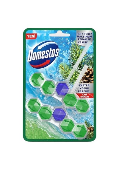 Domestos Wc Blok 5'li Güç Çam Ferahlığı 600 Sifona Kadar Güçlü Temizlik 110 Gr İkili Paket