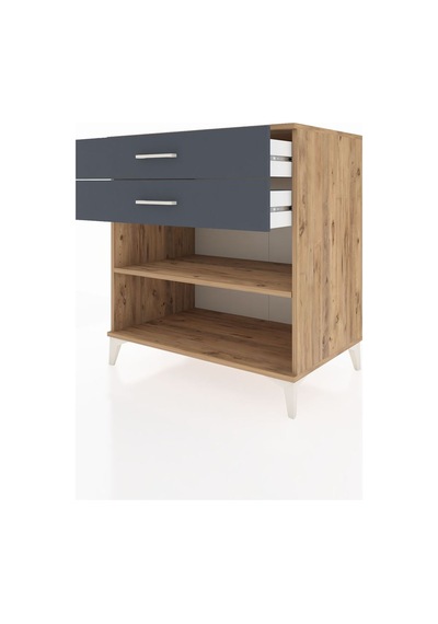 Kronos Şifonyer Tek Raflı 2 Çekmeceli 88x59x96 Çam-antrasit Çam