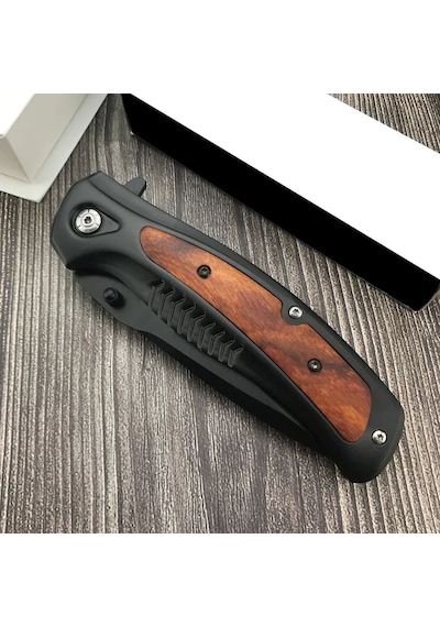 Sog Kişiye Özel Serisi Ahşap Saplı Kamp Outdoor Çakı Bıçak Siyah