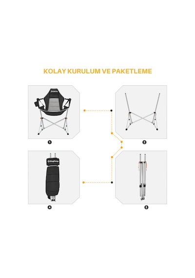 Kingcamp Orchid Salıncaklı Katlanır Kamp Sandalyesi Black/grey Gri - Siyah